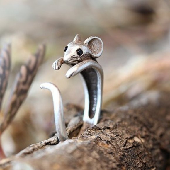 Cute Mouse Finger Ring Adjustable Handmade Vintage - Picture 5 of 5